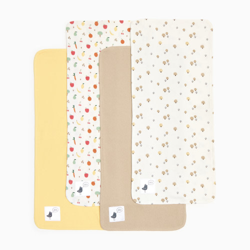 Small Story Organic Cotton Burp Cloth (4 Pack) - Veggie Garden