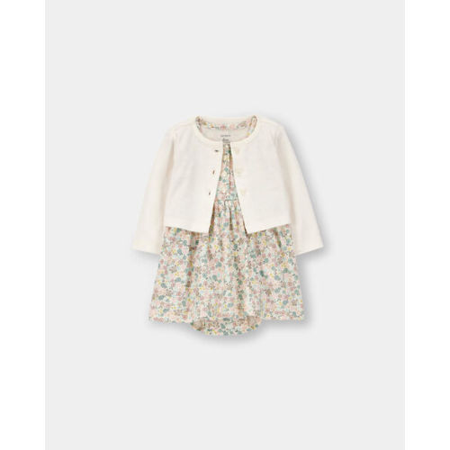 Baby Girl Floral Cardigan Dress Set - Cream | Carter's