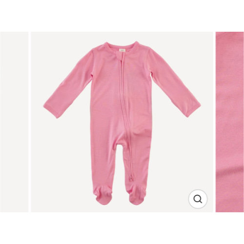 long sleeve two way zipper footie | pink carnation | bamboo