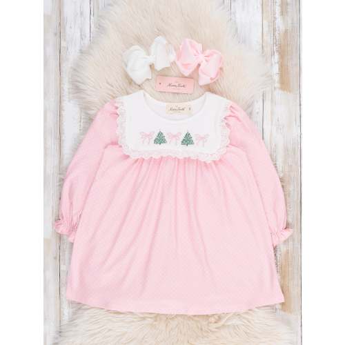 Tinsel Tree Bow Embroidered Dress