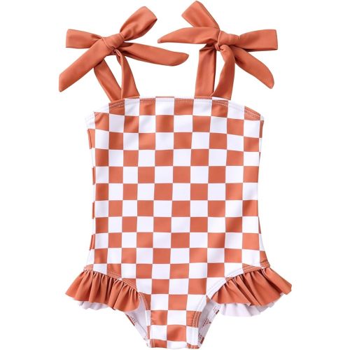 Toddler Swimsuit Girl Color Block Stripe One-Piece Swimwear Baby Girl Bathing Suits