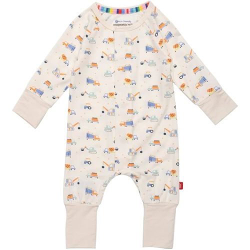 Magnetic Me Grow With Me Convertible Coveralls, Pajamas for Baby Boys and Baby Girls with Quick Magnetic Faster - 12-18M - Cream
