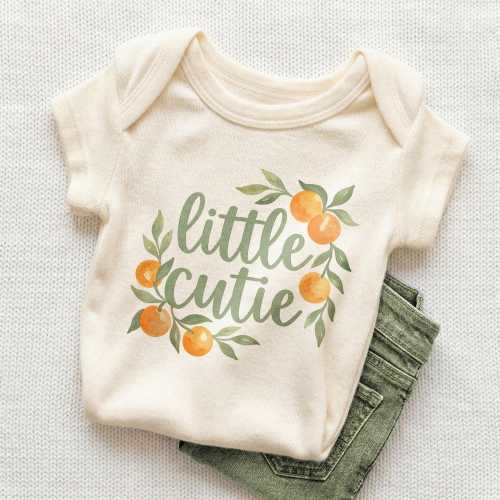 Little Cutie Baby Onesie - Cute Boho Orange Watercolor Bodysuit
