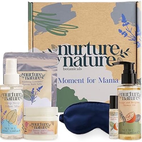 Nurture by Nature New Mom Gift Basket - 6 Piece Self Care Package