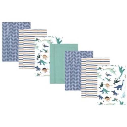 Hudson Baby Boys Cotton Flannel Burp Cloths 7-Pack, Dino Friends, One Size - Dino Friends 7 Pack - One Size
