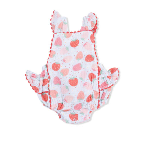Ric Rac Ruffle Sunsuit, Strawberry Bliss