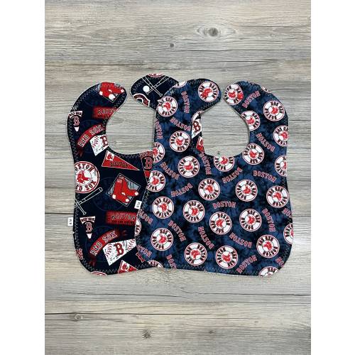 Boston Red Sox Baby Bib, Handmade Cotton, Washable Infant Bib