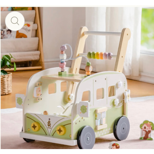 ROBUD Wooden Baby Push Walker - Green Vacation Bus