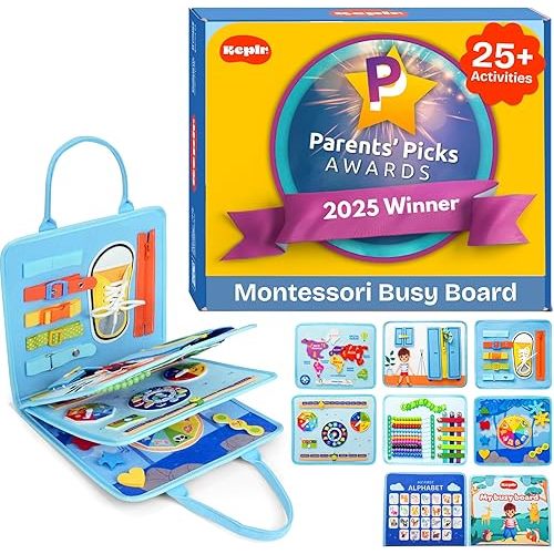 Montessori Toddler Toy Busy Board, Interactive Baby Books and Toddler Busy Book, Travel-Friendly Sensory Activity Book Enhancing Fine Motor Skills