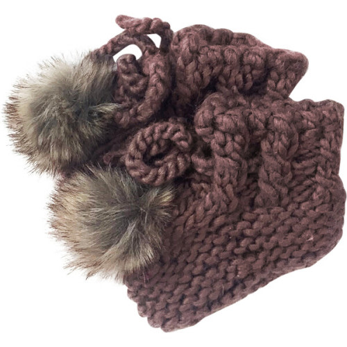 Booties with Faux Fur Pom, Mauve - The Blueberry Hill | Maisonette