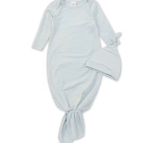Starting Out Baby Long-Sleeve Stripe Knotted Gown