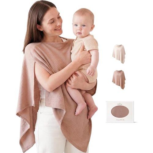 Konssy Nursing Cover for Breastfeeding, Soft Breathable Privacy Poncho