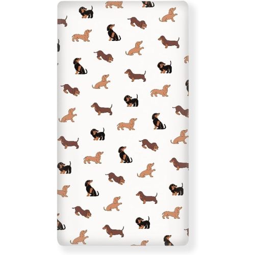 Dachshund Baby Crib Sheets for Boys Girls Cute Dog Breathable Soft Mini Fitted Crib Sheet for Standard Toddler Mattress 52x28x8 in