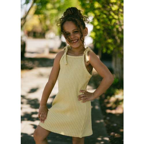Waffle Tank Dress- Pear