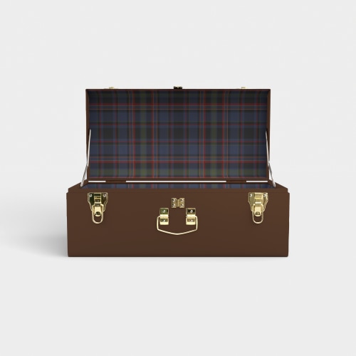 Petite Trunk - Brown - PK Plaid / Embroidery