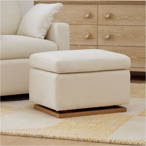 Kids Harmony Swivel Glider Ottoman, Performance Yarn Dyed Linen Weave Glacier,