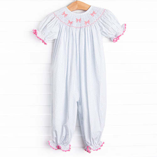 Bow Beauty Smocked Romper, Blue – Stitchy Fish