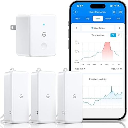 GoveeLife 2.0 WiFi Hygrometer Thermometer 3 Pack, Smart Humidity Temperature Sensor with App Notifications, Temperature Humidity for Bedroom, Wine Cellar, Basements(Only Support 2.4G Wi-Fi)