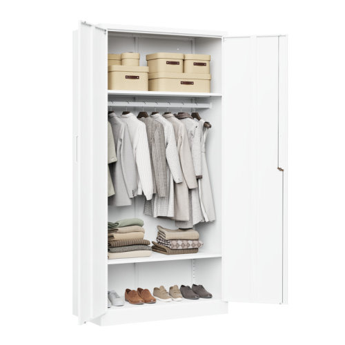 Latitude Run® 36 Inch Wide Metal Wardrobe Cabinets Storage Cabinets with Lock & Reviews | Wayfair