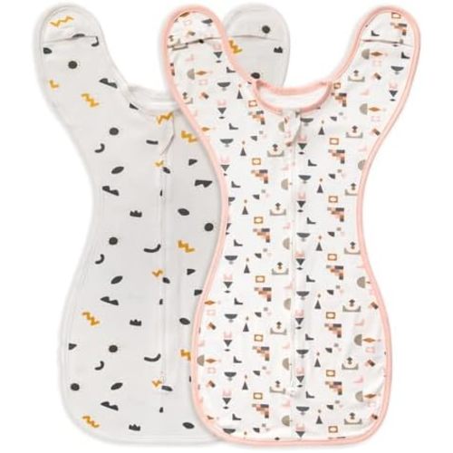 Baby Transitional Sleep Sack with Arms-Up Half-Length Sleeves and Mitten Cuffs, Wearable Sleep Sack for 0–6 Months