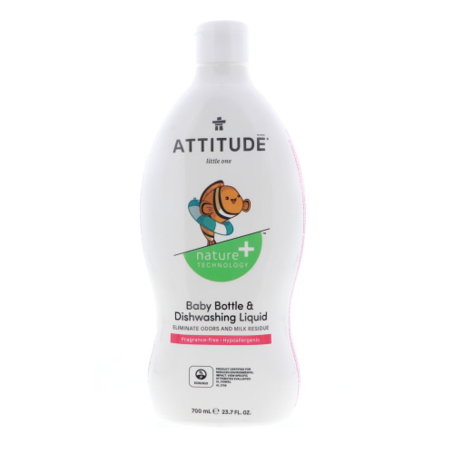 Attitude Baby Bottle & Dish Soap, Fragrance-Free Dishwashing Detergent, Safe for Infant & Newborn, 23.7 oz