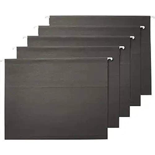 Amazon Basics Hanging File Folders with Adjustable Tabs for Document Organization, Letter Size, 8.5x11 inches, Black, 25-Pack