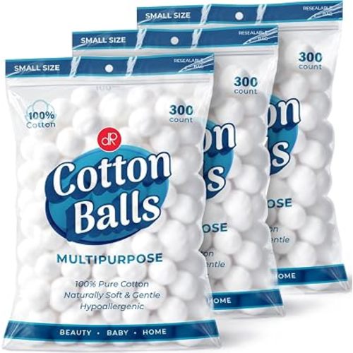 DecorRack 900 Small Cotton Balls, 100% Natural Cotton, Soft and Absorbent
