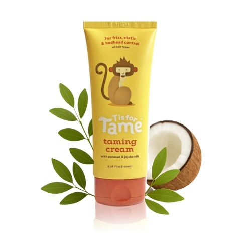 T is for Tame - Hair Taming Cream for Kids, All-Natural for Frizz & Flyaways, Coconut Oil, Leave-in Cream for Babies & Toddlers, Straight or Curly