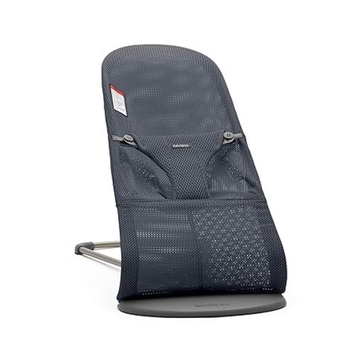 BabyBjörn Bouncer Bliss, Anthracite, Mesh | 2-in-1 Adjustable Baby Bouncer Seat and Toddler Chair, Newborn to Toddler (8-29 lbs), 4 positions, Lightweight & Portable