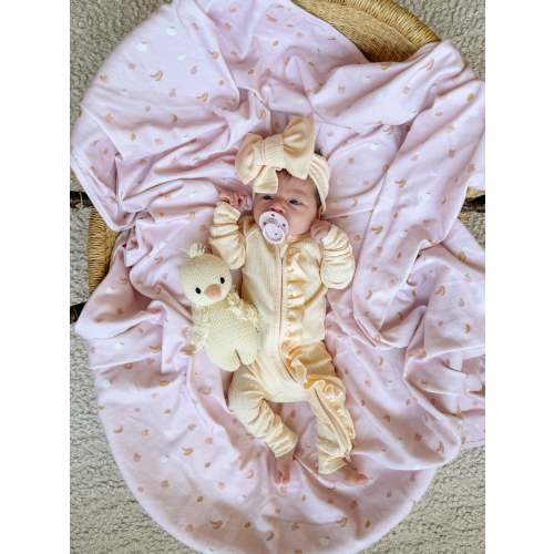 Frill Zip Romper | Pastel Lemon Rib Pointelle