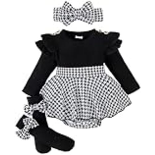 Giraropa Baby Girl Fall Winter Clothes Long Sleeve Romper Dress + Socks + Headband Newborn Infant Cute Casual Outfits