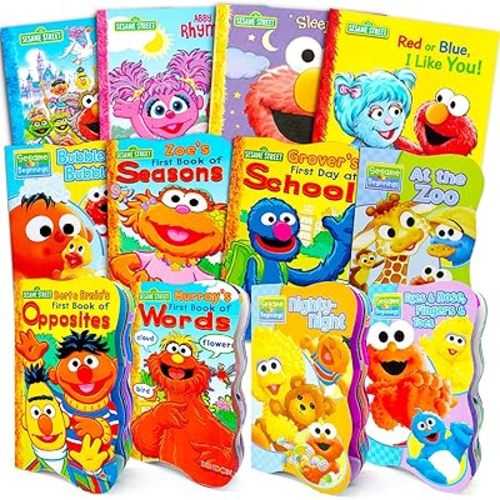 Sesame Street Board Books Ultimate Bundle Set for Kids, Toddlers - Pack of 12 Sesame Street Early Reader Board Books | Early Learning Books for Babies