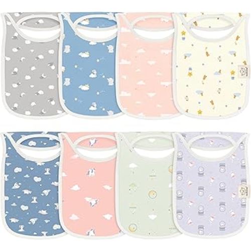 8-Pack Baby Bibs for Boys, Girls - Pullover Bibs for Drooling Teething Baby Girl & Boy Toddler, Newborn, Soft & Absorbent, Cute Colors, Large Torso Coverage Keep Infant Clean & Dry (Dreamers)