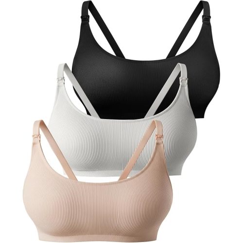 Nursing Bras for Breastfeeding Pregnancy Bras Ribbed Seamless Maternity Bralettes