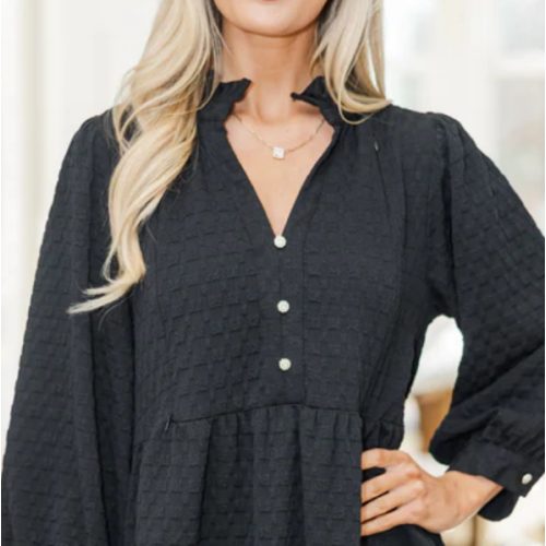 NURSING COLLECTION: All Up To You Black Textured Dress