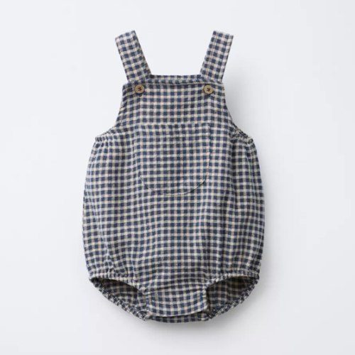 GINGHAM ROMPER - Navy blue | ZARA United States