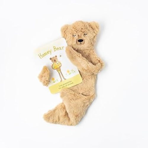 Slumberkins Honey Bear Snuggler & Affirmation Card Bundle | Promotes Gratitude, Respect & Sharing | Social Emotional Tools for Ages 0+ (Honey Bear Snuggler Plush + Affirmation Card)