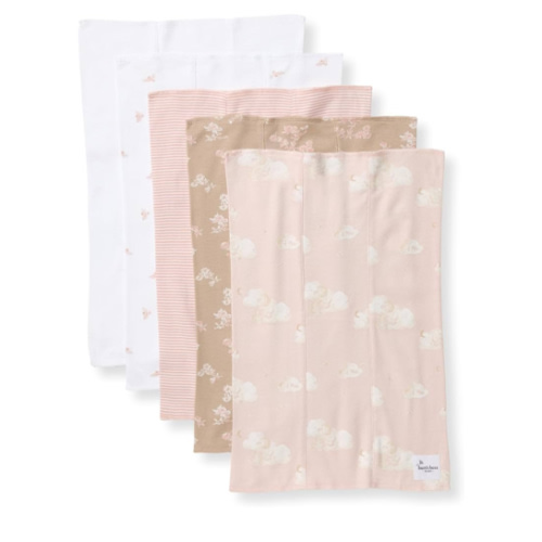 Burts Bees Baby Infant Burp Cloths, 100% Organic Cotton Extra Absorbent Soft Fabric Drool Cloths, 5-Pack Newborn Must-Have Essential Large Burping Cloths, One Size 17 x 11.75 Inches