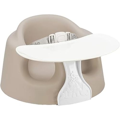 Bumbo Baby Infant Soft Foam Comfortable Support Wide Floor Seat Plus+ with 3 Point Adjustable Harness for Ages 3 to 12 Months, Taupe