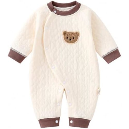 Baby Boy Girl Winter Cotton Romper, Three-Layer Warm Jumpsuit