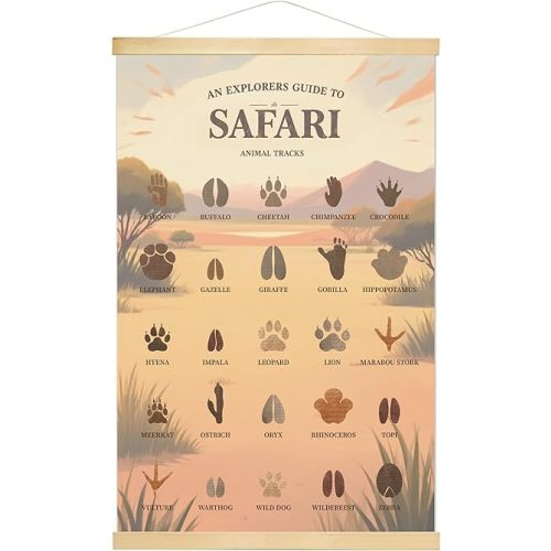 Slagindeco Safari Animal Tracks Hanging Poster, Jungle Nursery Decoration, Safari Theme Baby Room Decor