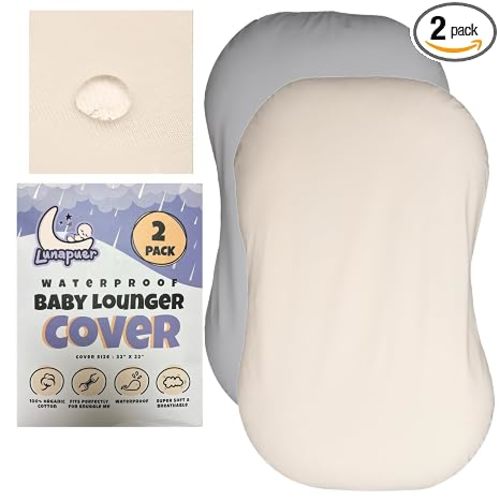 Waterproof Baby Lounger Cover 2 Pack (Gray & Off-White)