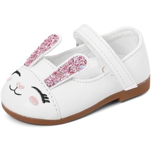 ESTAMICO Baby Girls Sequin Mary Jane Flats Anti Slip Princess Dress Shoes for Infants & Toddlers (6-24 Months)