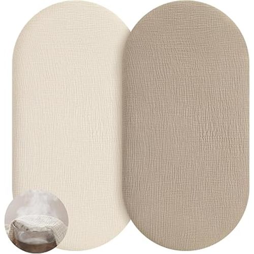 Muslin Bassinet Sheets Boy Girl, 100% Cotton Fitted Bassinet Sheet Set 2 Pack Bassinet Mattress Sheets Universal Fit for Rectangle, Round, Oval, Hourglass Mattress, Soft Breathable