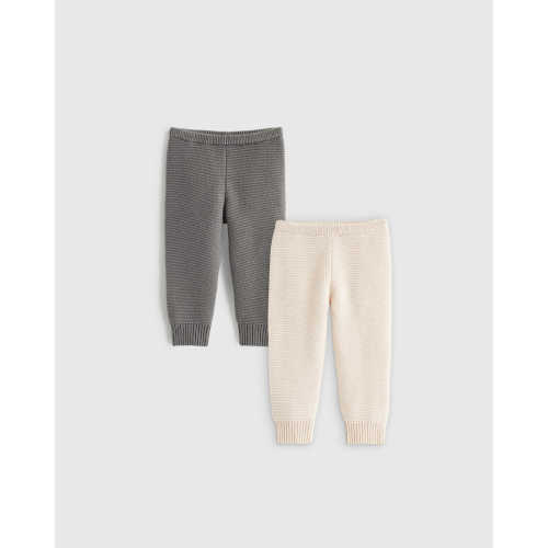 100% Organic Cotton Sweater Pant 2-Pack in Pearl/Grey