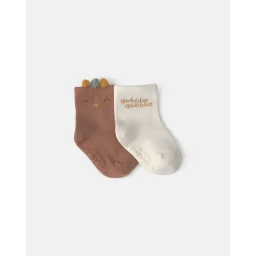 Baby 2-Pack Thanksgiving Turkey Booties - Brown/White | Carter's