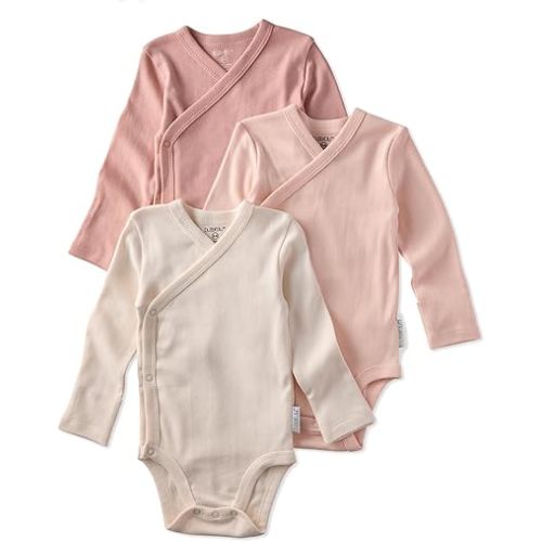 unisex-baby Sterling 3-pack Kimono Bodysuits 100% Organic Cotton Side Snap for Baby Boys & Girls