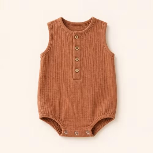 Organic Cotton Baby Romper, Muslin Baby Bodysuit, Sleeveless Onesie, Neutral Baby Outfit, Gauze Romper, Unisex Infant, Boho Toddler, Summer