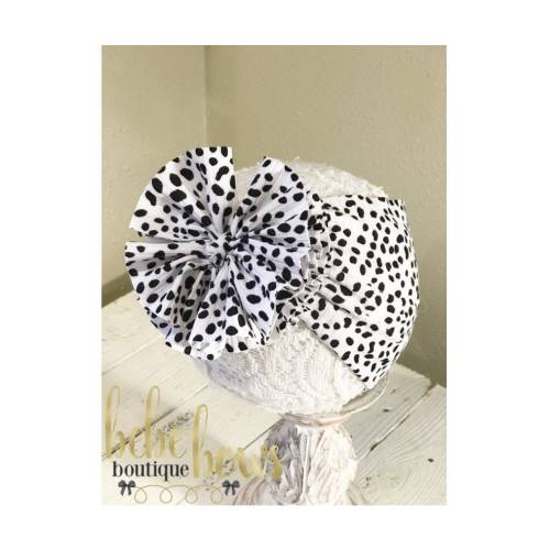 Black and White Baby Headband, Messy Baby Headwrap, big baby bow, baby head wrap