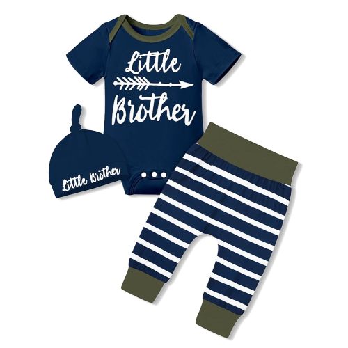 Fommy Newborn Baby Boy Clothes New to The Crew Letter Print Romper+ Pants+Hat 3PCS Outfit